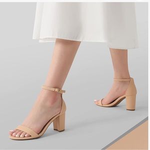 DREAM PAIRS Women's Hi-Chunk High Heel Nude